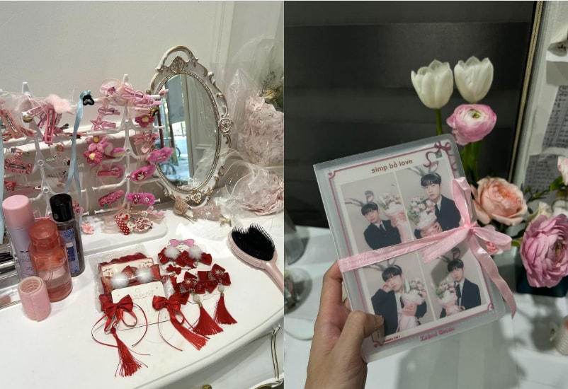 Quầy phụ kiện ở Kasier Photobooth được chuẩn bị đầy đủ, phục vụ các tín đồ sống ảo lên hình chuẩn nét